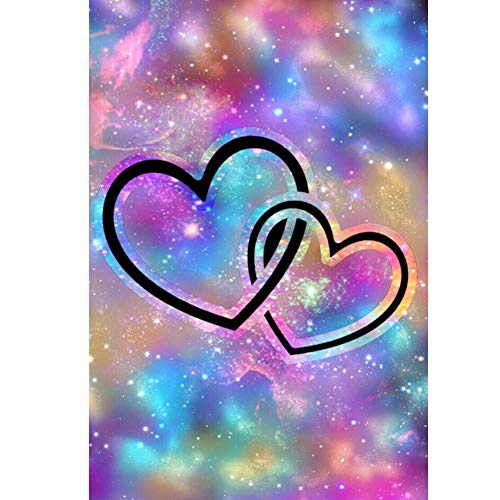 5D Diamond Painting Diamant Malerei Painting Bilder, Wowdecor Zwei Liebe Herzen Bunte Sterne Full Set Groß DIY Diamant Gemälde Malen Nach Zahlen Cover