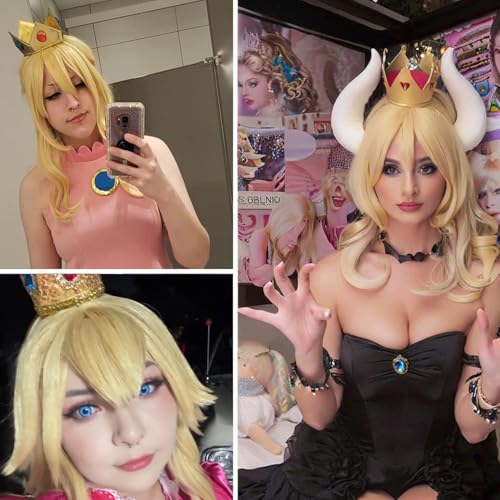 Image of Princess Peach Wig,Ponytail Wig,Bowsette Cosplay,Princess Peach Costume,Wig for Halloween Costumes, Anime Convention Cosplay, and Themed Party Outfits (Light Blonde)