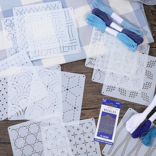 Kit Sashiko 65 piezas con hilos y plantillas miniatura 4