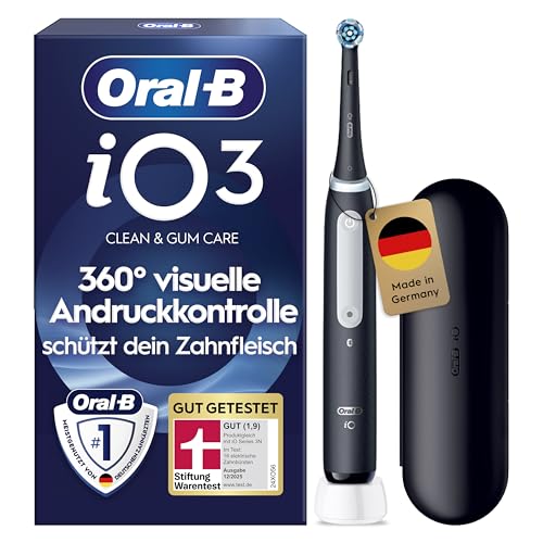 Oral-B iO Series 3 električna zobna ščetka — električna zobna ščetka, vklj. 1 nastavek za ščetke, 3 načini ščetkanja za nego zob — Oblikoval Braun, DOBRO PREIZKUSIL STIFTUNG WARENTEST, črna