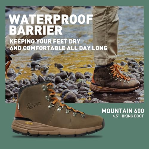 Image of Danner Mountain 600 Leaf Gore-Tex Hiking Boots for Men - Ortholite Tripe Density Footbed - Waterproof Quick Dry Barrier - Vibram SPE Midsole - Full Grain Leather Upper - Traction Outsole