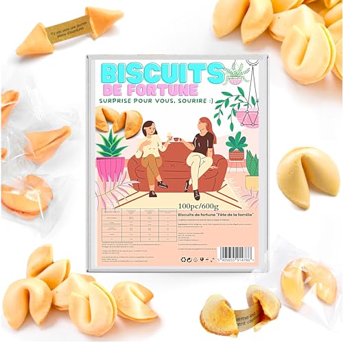 D&D Fun Cookies fortune cookies pink 100 biscuits boîte 600g COMPLIMENTS, action de grâce végétalienne, petits cadeaux pour la famille, les amis et les collègues