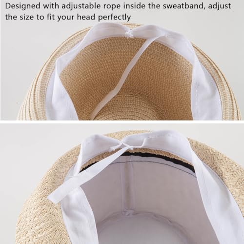 Image of LADYBRO Straw Trilby Fedora Hat for Men Women 1920s Wool Felt Panama 7 1 /4