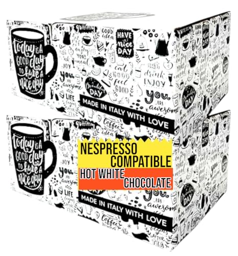 Bonini Hot White Chocolate Coffee Capsules Compatible with Nespresso Coffee Machines. Case of 2 (Pack of 10, Total 100 Pods)