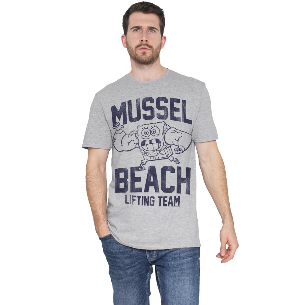 Spongebob Mussle Beach Lifting Team Unisex T Shirt, Athletic Heather, Medium