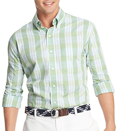 IZOD Men's Cane Bay Long-Sleeve Grid-Check Button-Front Shirt