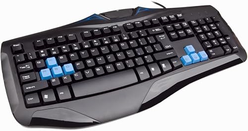 لوحة مفاتيح للألعاب مع مفاتيح WASD باللون الأزرق بسلك USB وتصميم مريح بحجم كامل، أسود (Q60)