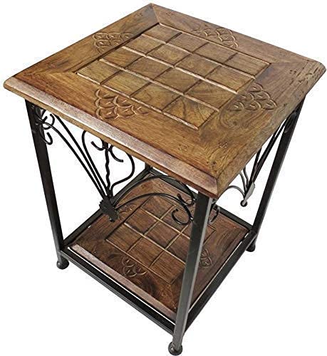 Wooden and Wrought Iron Side Table//Wooden and Iron Stool Cum Side Table-picture-16