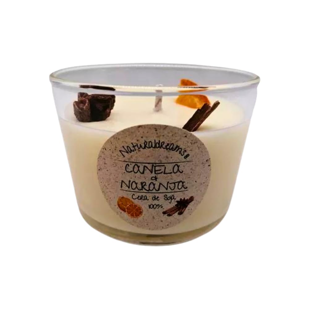 Vela Artesanal Cera de Soja de Canela y Naranja Producto 100% Natural Hecho a Mano 125 gr. VADEINCIENSO