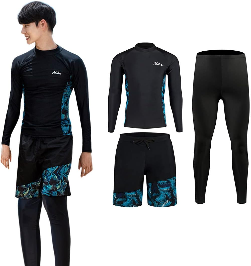 [ZHPUAT] ラッシュガード メンズ 水着 長袖 前開き レギンス サーフパンツ フィットネス 男性 UVカット