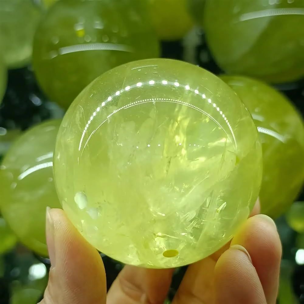 RVBLRDSE Stone Yellow Crystal Ball Quartz Home Office Decorative (Color:B Grade,Size:200-250g) Gemstone Stone