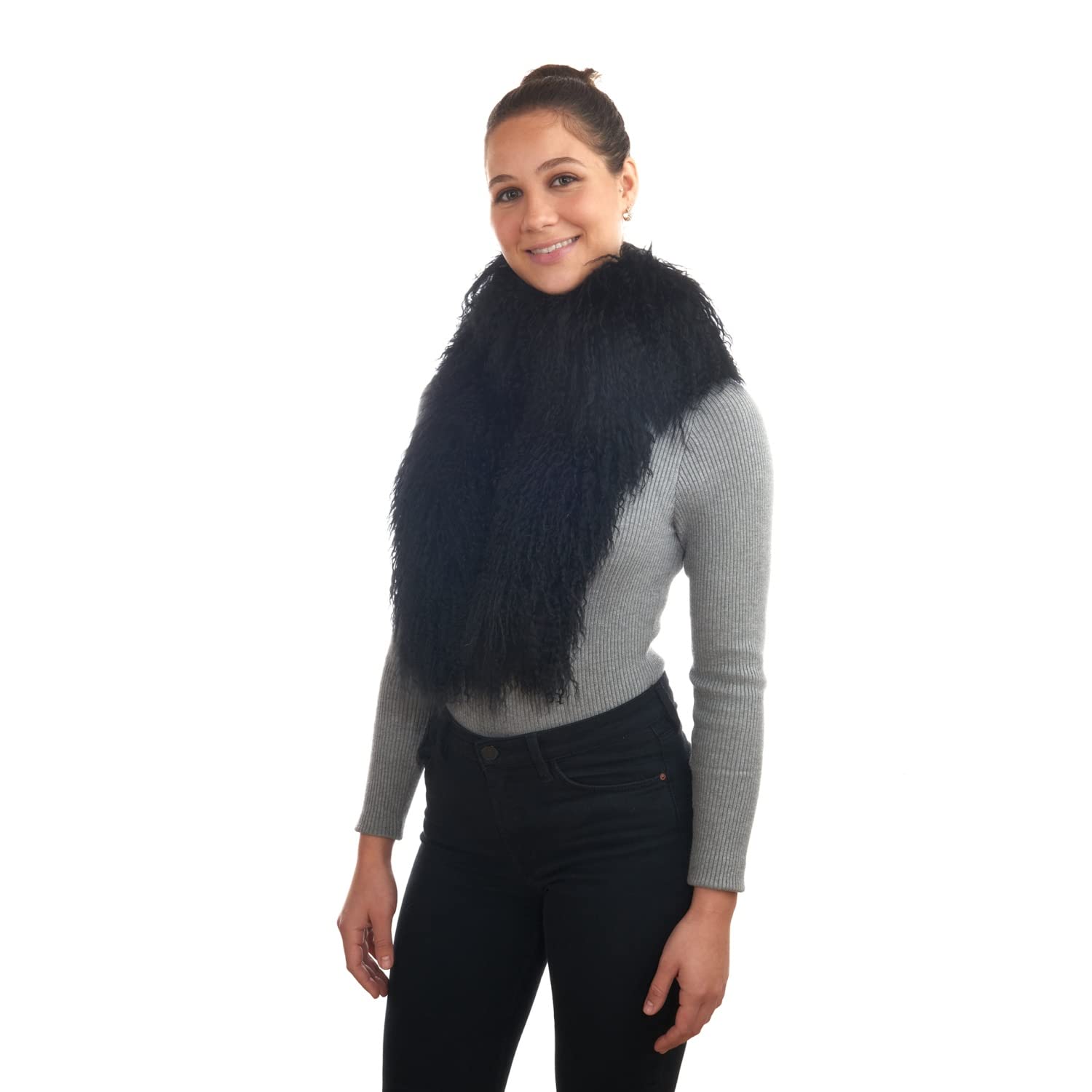 Tibetlamm Schal Farbe schwarz, Größe 120cm