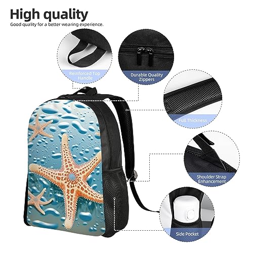 Mochila impermeable con estampado de estrella de mar negra miniatura 5