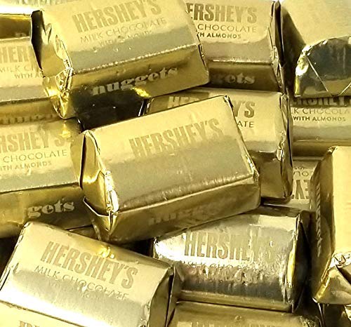CrazyOutlet HERSHEY S NUGGETS Milk Chocolate with Almonds Candy Bar, Gold Foils Wrapped, Bulk Candy, 2 Lbs