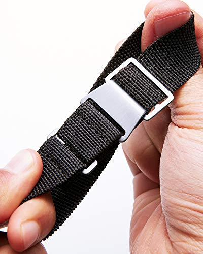 Binlun Elastic Fabric Nylon Watch Band Waterproof Military Replacement Watch Strap Hook-And-Loop For Men Women Silver & Black Buckle 18/20/22Mm #TOP2