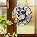 MORDMODUCK Schnauzer Dog Flowers Stained Glass Window Hanging, Dog Suncatcher, Schnauzer Gifts for Women Sun Catchers Indoor Window Round Glass Wall Art Hanging Decorations, 7.9x7.9in