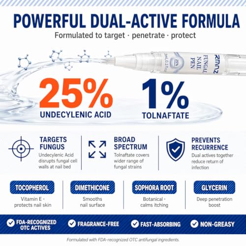 Image of Toenail Fungus Treatment Extra Strength - 25% Undecylenic Acid + 1% Tolnaftate, 4 Fungal Nail Pens + 40 fungal nail patches + 2 Files, Day & Night Repairs Yellow Thick Discolored Damaged Nails