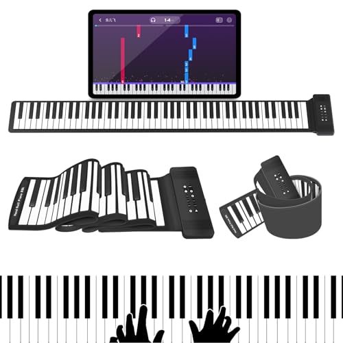 88Keys Roll Up Piano, MARVTOWN Portable Fordable Rechargeable Hand Roll Keyboard Piano, 108 Rhythms...