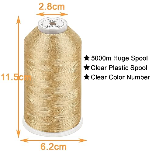Image of New brothread - Single Huge Spool 5000M Each Polyester Embroidery Machine Thread 40WT for Commercial and Domestic Machines - Blond(Janome Color)