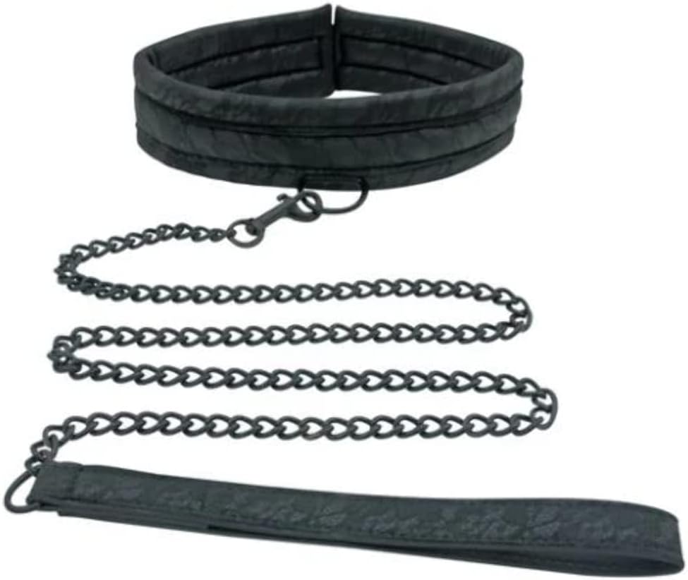 Lace Collar and Leash Restraint for BDSM, Bondage and Power Play Black