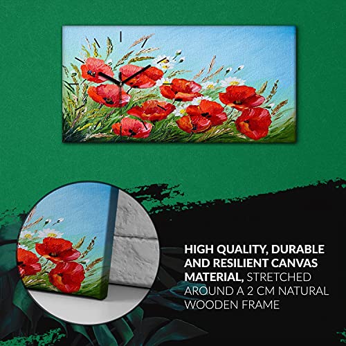 Horloge sur Toile Art Moderne Tableau Mural Fleurs Impression HD - 6