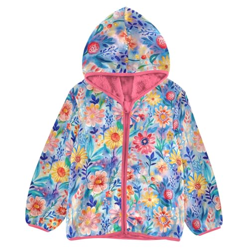 siphylline Chaquetas de invierno para niños pequeños, estilo bohemio, coloridas, para exteriores, color rojo, con capucha para bebés y niñas, talla 3T, Flores coloridas de estilo bohemio, 9 años
