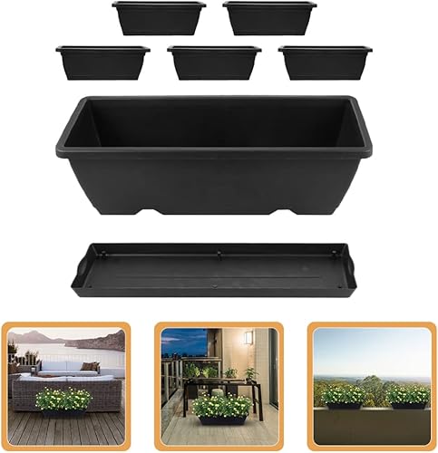 Miniatura 9 de Yardwe Macetas de plástico para flores, 6 unidades, macetas de plástico, macetas de plástico para plantas de interior y exterior, cajas de