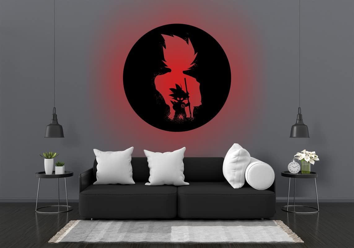 Litup_store Goku - Anime Backlit Wooden LED Logo |Superhero Lovers Gifts | Football Lovers | Dragon Ball Fans | Multi-coloured | 12x12 Inch