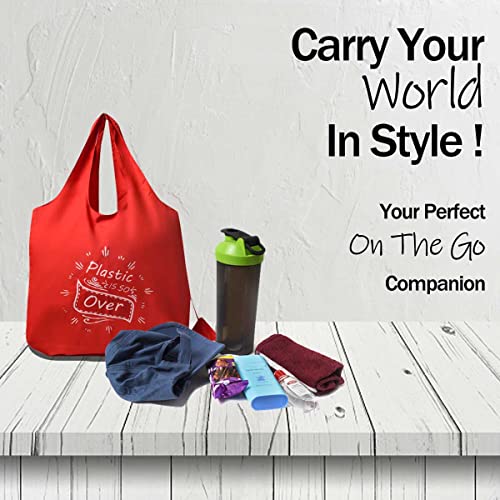 Image of IVILLAGE Foldable Reusable Polyester Bags for Shopping and Daily Essentials | Stylish Designer Tote and Shopper Bag | Compact, Lightweight, and Eco-Friendly with 12Kg Capacity