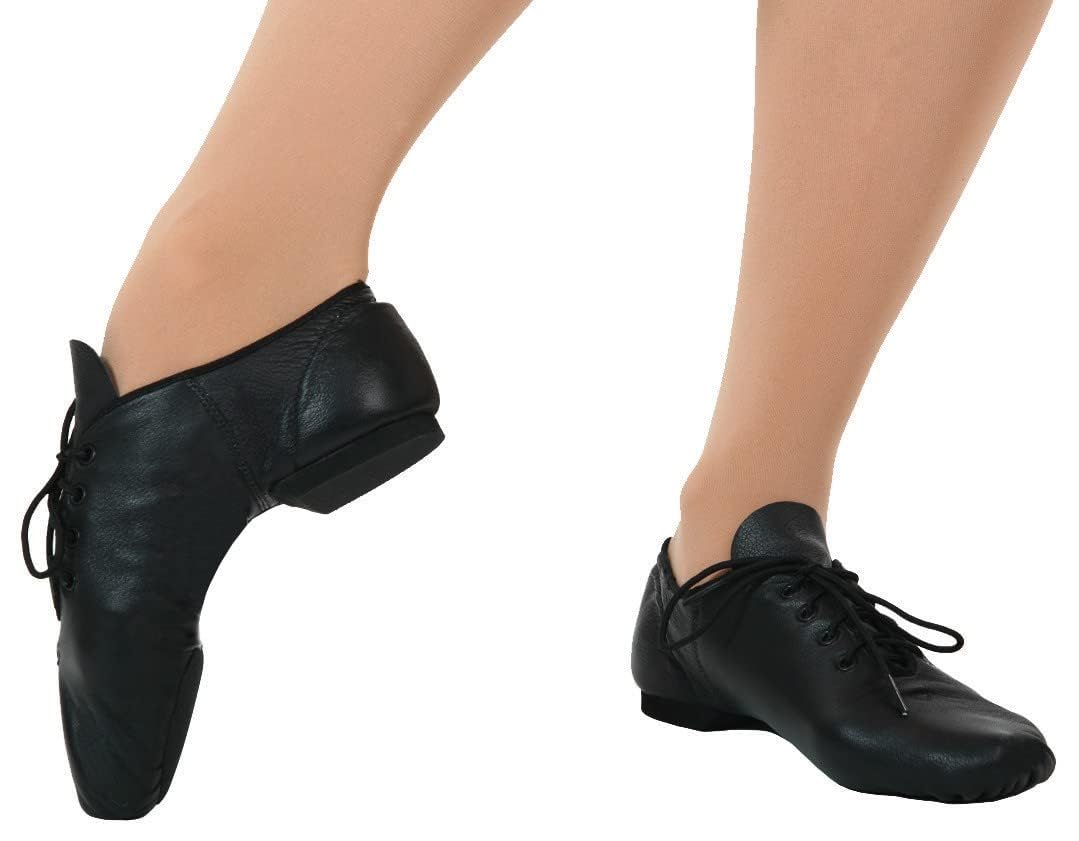 Jazz Dance Scarpe in pelle stringate unisex palcoscenico moderno in gomma e camoscio suola divisa nera