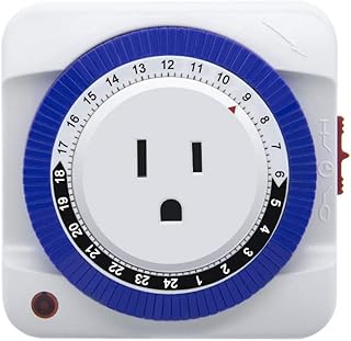 24 Hour Plug-in Electric Mechanical Outlet Timer 3 Prong Grounded, CF Grow 48 ON/Off Programs Timer Light Switch for Indoor Appliance and Lights