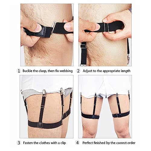 Shirt Stays For Men, Shirt Holder For Men, Adjustable Elastic Shirt Garter Securing Position With Non-Slip Locking Clamps, Shirt Stay For Businessmen, Inshirt Holder For Men... - Image 3