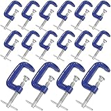 FUNSUEI 16 PCS 2 Inches C Clamp, Heavy Duty Iron C Clamp, 0.85 Inch Throat Depth for Woodworking, We