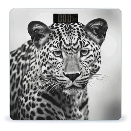 Báscula Digital de Baño Leopardo Blanco y Negro miniatura 1