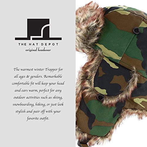 Image of Faux Fur Safety Reflective Aviator Trapper Hat Snow Ski Trooper Winter Cap