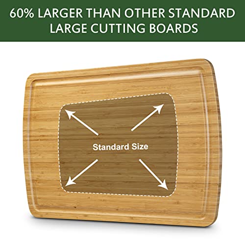 30 Inch Extra Large Bamboo Cutting Board for Kitchen, Wooden Stove Top Cover Noodle Board, Meat Cutting Board for BBQ with Juice Groove, Over the Sink Cutting Board