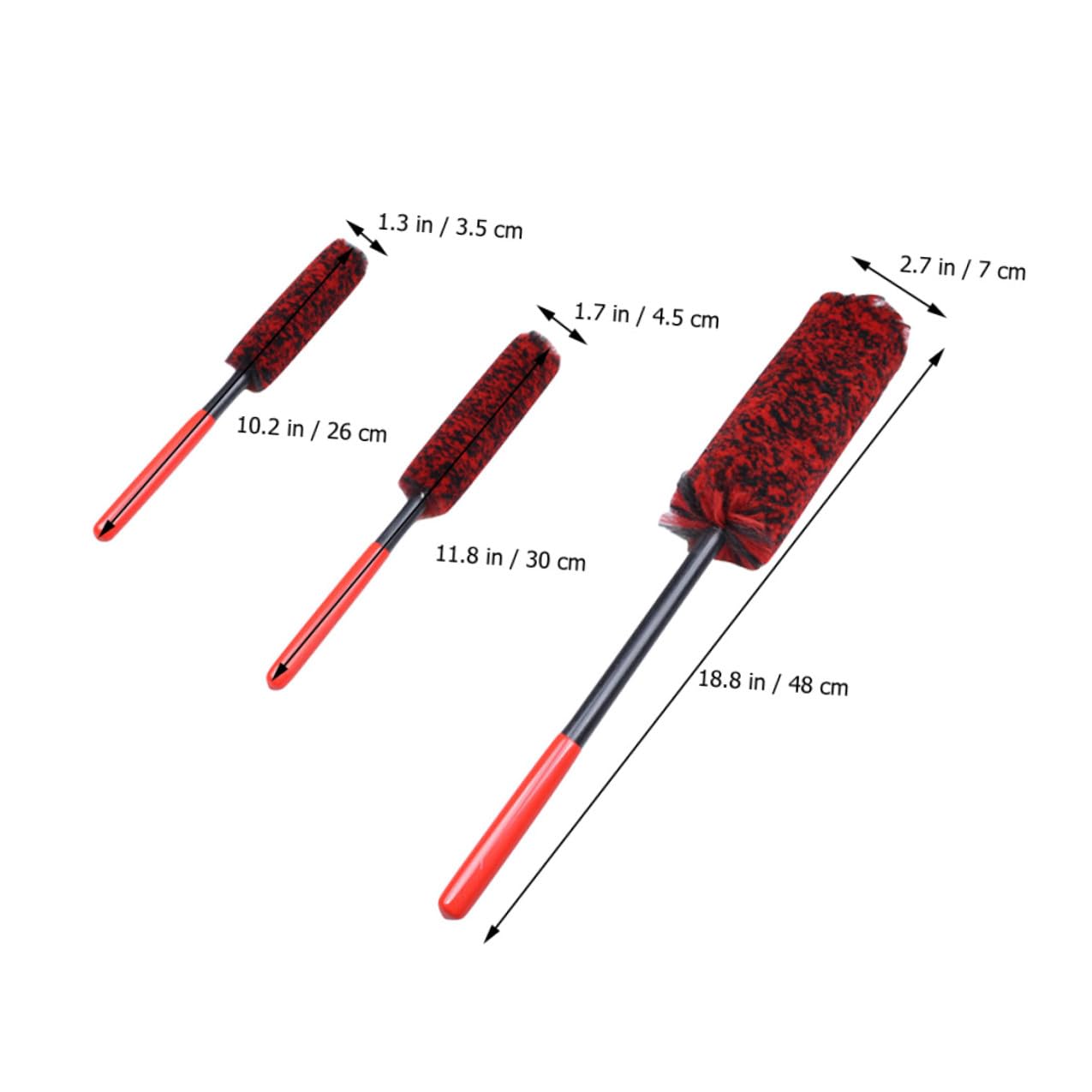 Healeved Set 3 Pezzi Spazzole per Cerchi Auto Facile da Trasportare Setole Dense in Fibra e Pom la Pulizia di Pneumatici e Ruote