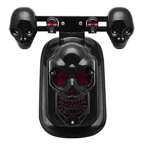 Black Skull Integrated Brake Stop Tail Turn Signal Blinker Indicator Light For Motorcycle Harley Sportster Dyna Glide Custom Bobber Chopper Cruiser