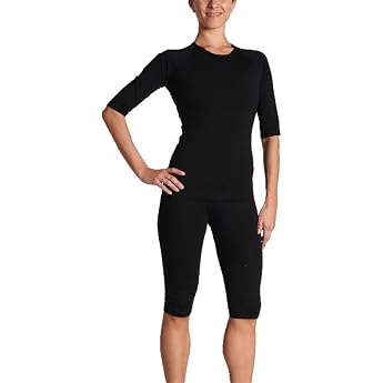 Gina's Bodywear Women's EMS Underwear Tracksuit Top and Trousers Set Optimal Pulse Forwarding Black S