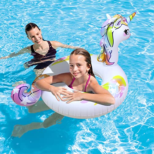 41'' Inflatable Unicorn Pool Float For Kids Adults, Inflatables Toys Swimming Ring, Fun Beach Floaties Summer Water Party Supplies #TOP4