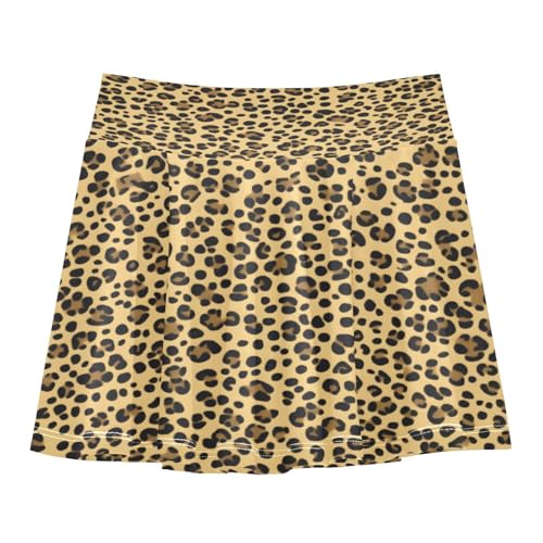 Girls Athletic Skorts Fashion Leopard Print Tennis Golf Skirts with Shorts and Pockets for Golf Running