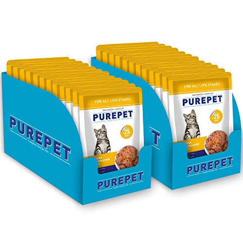 Image of Purepet Chicken and Vegetable Adult Dry Dog Food - 9kg & Wet Cat Food, Real Tuna and Chicken Liver in Gravy, 24 Pouches (24 x 70g) & 100% Vegeterian Biscuit,Dog Treats- Jar, 905g