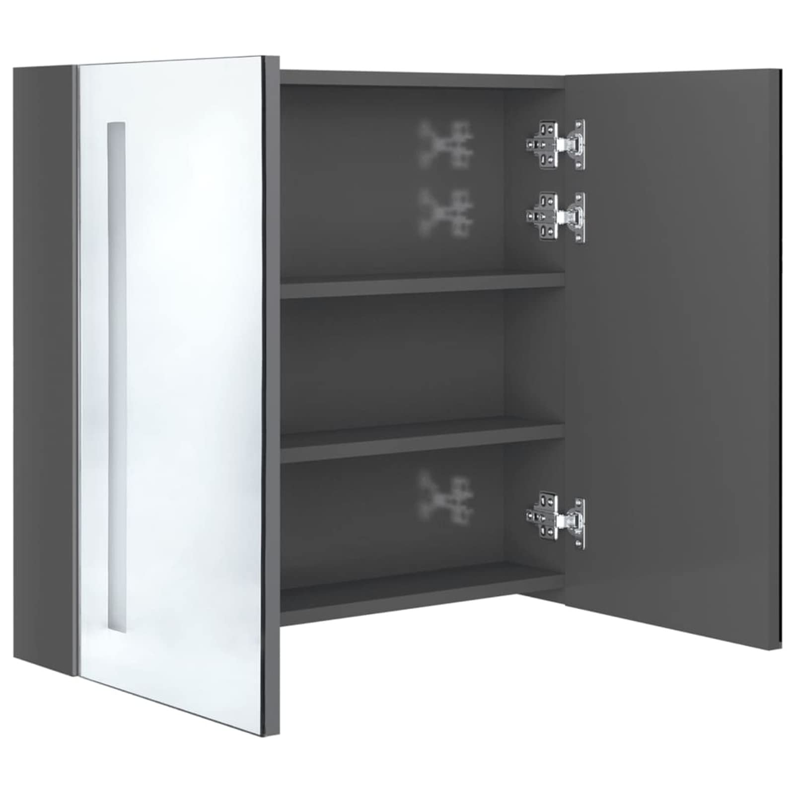 LAPOOH Armadietto Bagno con Specchio e LED Grigio Cemento 62x14x60 cm,Armadietto a Specchio,Armadietto a Specchio Bagno(SPU:326521)