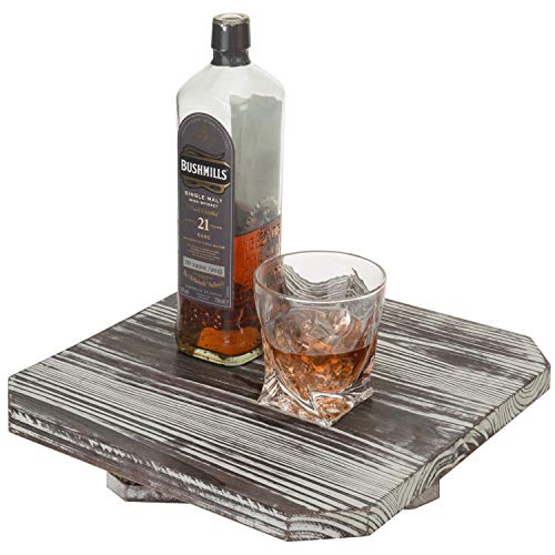 MyGift 12.5 Inch Rustic Torched Wood Square Lazy Susan Turntable