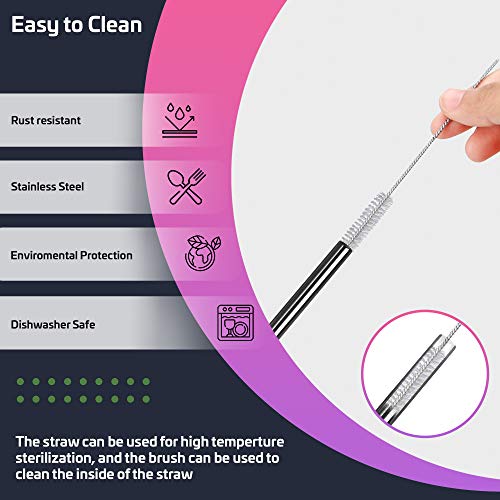 YOUR VIP SKIN®- 5 herbruikbare metalen rietjes, roestvrijstalen boba-rietjes, extra brede metalen eco-rietjes met… - Image 3