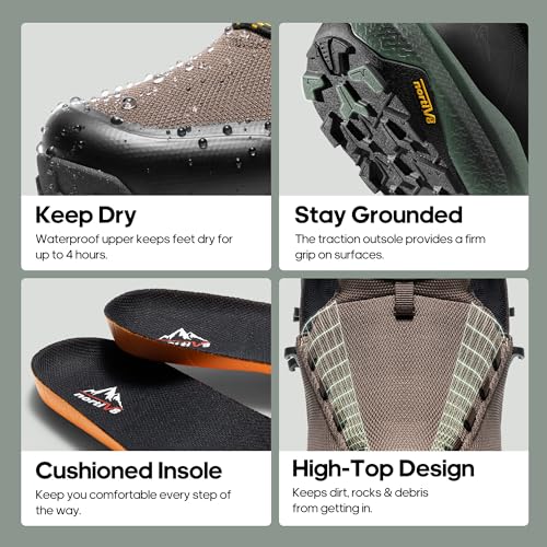 Image of NORTIV 8 Men's Mid Waterproof Hiking Outdoor Lightweight Breathable Trekking Camping Mountaineering HydroTrek Shoes