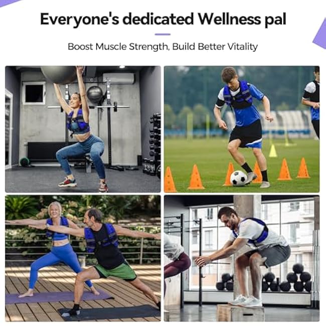 10LBS Weighted Vest for Women & Men with Reflective Stripe and Adjustable Buckle, Comfortable & Durable Rucking Vest for Walking, Running & Strength Training, blue