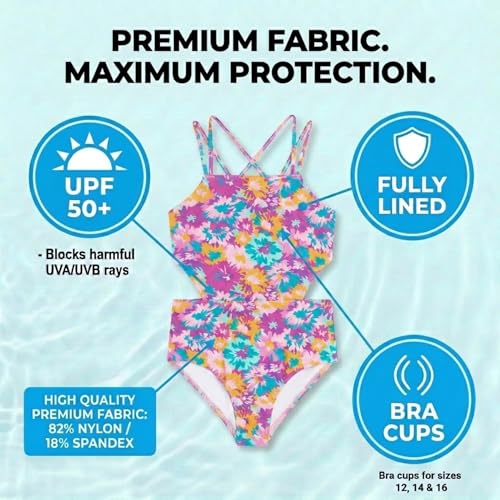 Image of Kanu Surf Girls' Beach Girl Sport Cut-Out One Piece Swimsuit