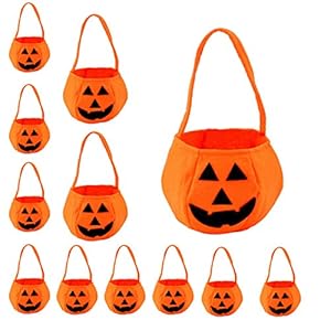 Kaku Fancy Dresses Halloween Pumpkin Baskets for Kids | Halloween Pumpkin Trick or Treat Fabric Basket | Halloween…