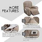 ULTICOR 4-Piece, 1 Seat Recliner Cover, Velvet Stretch Reclining Chair Covers for 1 Cushion Reclining Sofa, Single Seat Recliner Couch Cover, Thick, Very Soft, Machine Washable (Taupe) - Image 4